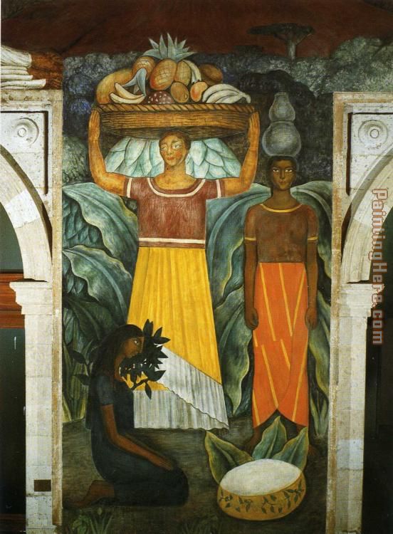 Tehuana Women painting - Diego Rivera Tehuana Women art painting